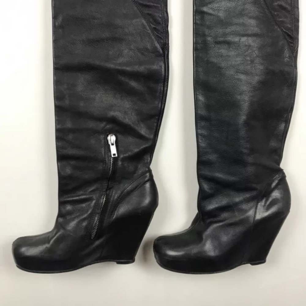 RICK OWENS thigh high over knee boots black 8.5 9 - Picture 4 of 7
